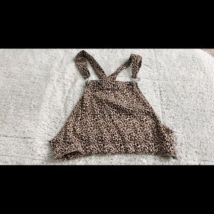 Cheetah overall cropped tank top